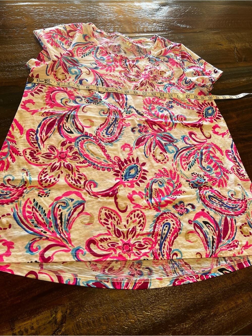 Lilly Pulitzer Pink & Turquoise Paisley Short-Sleeve Top - Picture 8 of 14